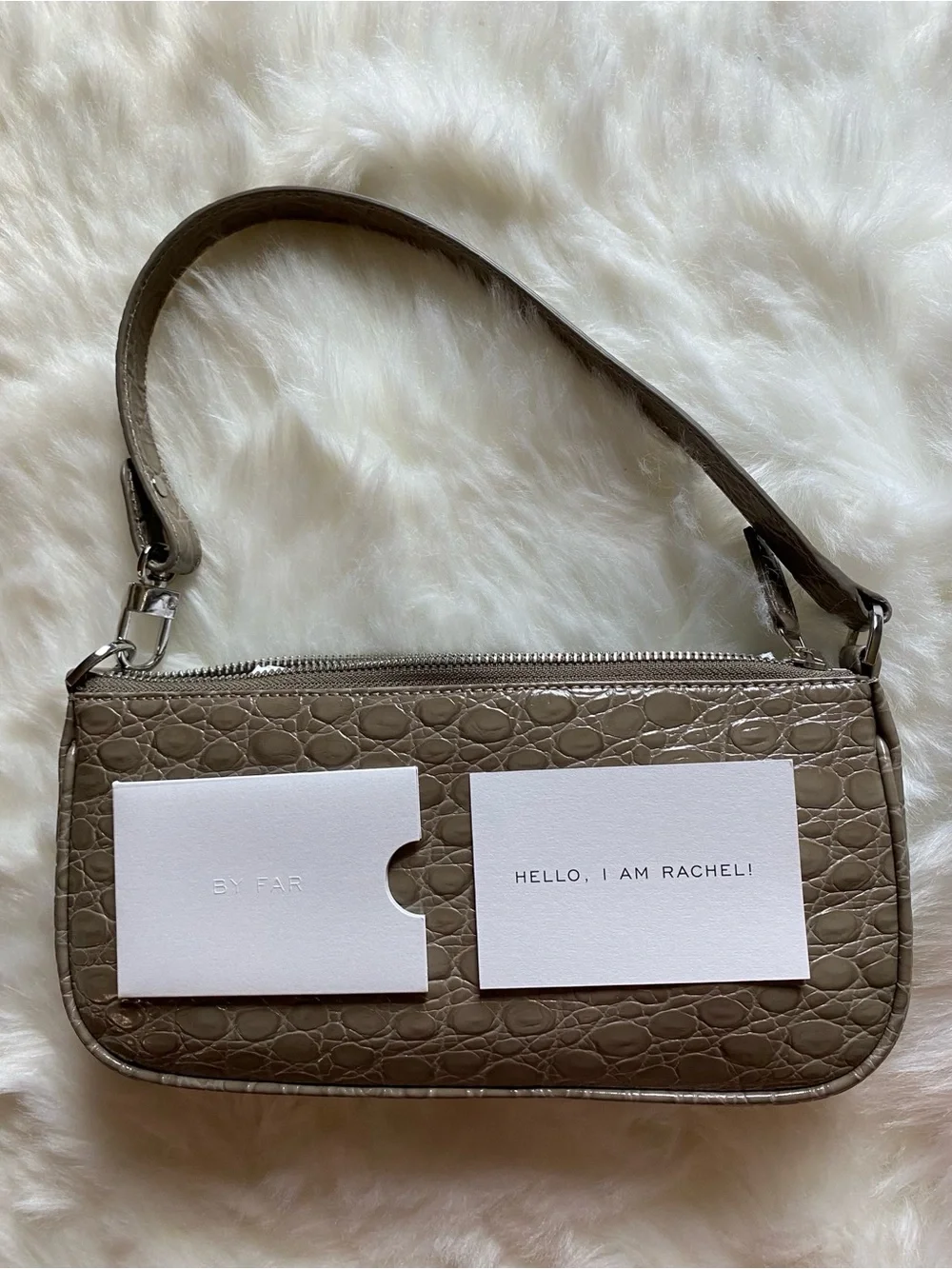 🔥NWT🔥 BY FAR, Rachel Croc-Embossed Leather Shoulder Bag